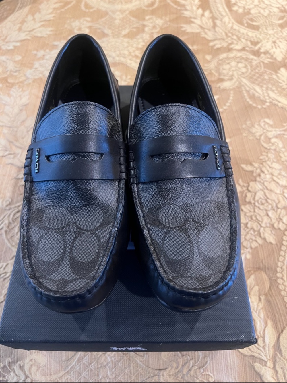 Coach Men’s Black Signature Canvas Penny Loafers